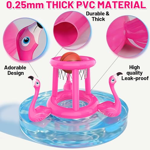 Uniqhia Pool Floats Toys Set, 2-in-1 Floating Basketball Hoops & Pool Ring Toss, Fun Summer Water Games for Kids Ages 8-12