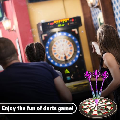 Soft Tip Darts Set - Darts Plastic Tip Sets, 3Pack Professional Plastic Tips Dart with Extra 12 Soft Tips and 6 Replace Dart Leaf for Beginners & Pro Players - color: Pink
