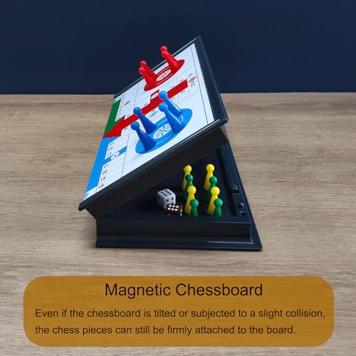 Ludo Board Game - Magnetic Folding Travel Set, Suitable for Adults and Kids, Easy to Carry, 9.78 inches in Size