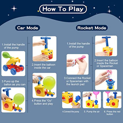 BAKAM Toddler Toys 3-4 for Boys Girls, Balloon Launcher & Powered Car Set, Fun Toddlers STEM Toy Balloon Pump Cars Racer Kit for Kids 3-5 (Monster) - style: Monster