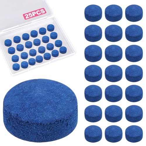 25 Pcs Pool Cue Tips 13mm Billiard Stick Cue Tips Replacement Kit - Hard Leather Pool Cue Tip Repair Kit for Pool Snooker Games - Professional Performance & Precision Control