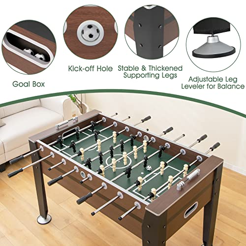 Giantex Foosball Table Adult Size - 54" Foosball Table Full Size with 2 Balls, Wood Football Table, Arcade Soccer Table Game for Kids Adults, Game Room, Home, Office, Party