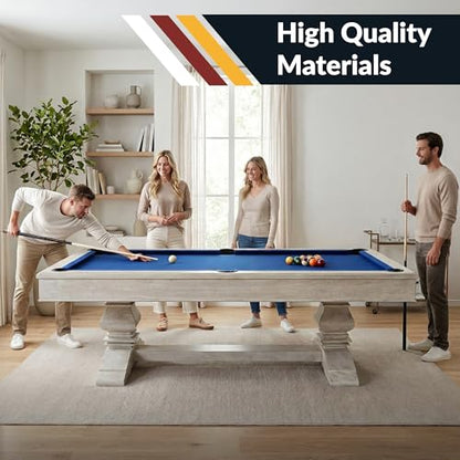 Hathaway Montecito 8ft Pool Table for Game Room – Billiard Table with Poly-Coated Non-Slate Playfield, Drop Pockets, Leg Levelers – Includes Cues, Pool Balls, Chalk, Triangle, Brush – Driftwood Finish