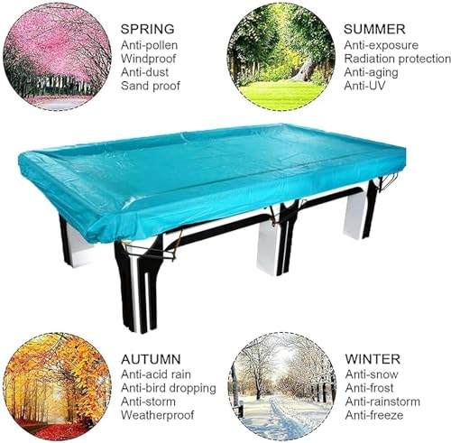 Pool Table Covers 9 Foot, Billiard Table Dust Cover, PVC Waterproof Cover Billiard Ball Cover Blue, Durable Waterproof Uv Protection Dust Storage Cover Billiard Dust Storage Cover