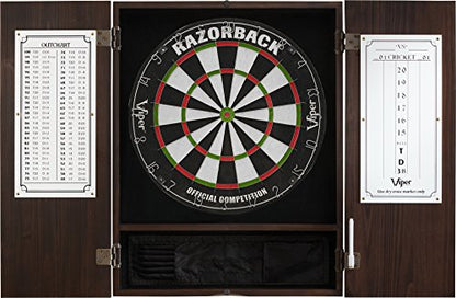 Viper by GLD Products Metropolitan Solid Wood Cabinet & Sisal/Bristle Dartboard Play-Ready Bundle - color: Espresso, style: Premium Set