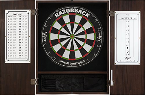 Viper by GLD Products Metropolitan Solid Wood Cabinet & Sisal/Bristle Dartboard Play-Ready Bundle - color: Espresso, style: Premium Set