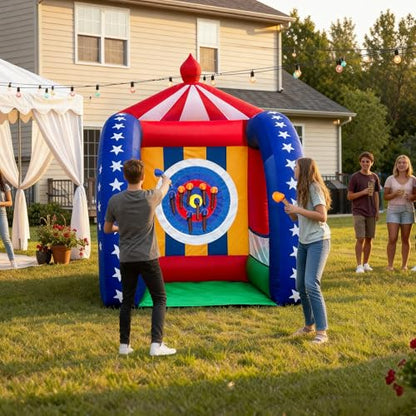 OZIS 6.5x6.5x9Ft Inflatable Axe Throwing Game with Built-in Blower Portable Fun Axe Toss Target Dart Board, Interactive Inflatable Carnival Games for Commercial Events, Parties, Family Activities - style: Axe Throwing Target