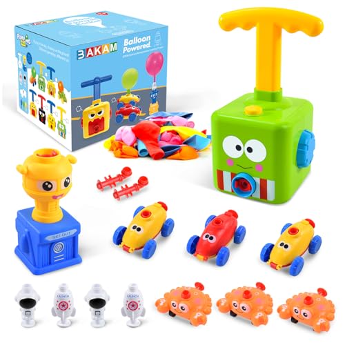 BAKAM Toddler Toys 3-4 for Boys Girls, Balloon Launcher & Powered Car Set, Fun Toddlers STEM Toy Balloon Pump Cars Racer Kit for Kids 3-5 (Frog) - style: Frog