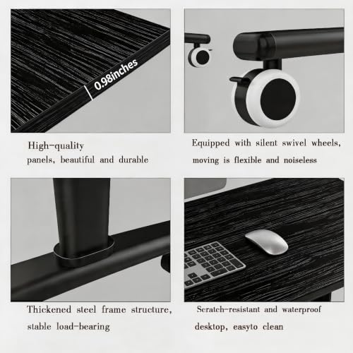 Folding Conference Table with Wheels, Mobile Flip-Top Training Table, Modular Space-Saving Meeting Table for Office, Classroom, Seminar, Library (10, Black, 55IN) - color: Black, size: 55IN