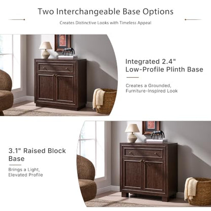 ACCOHOHO Modern Farmhouse Buffet Cabinet, 31.5" Sideboard Credenza, Modular Storage Cabinet with Framed Panel Fronts, Adjustable Shelves & Dual Base Design, Natural Walnut - color: Natural Walnut, size: 1 Piece