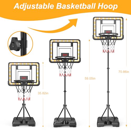 Kids Indoor Basketball Hoop with Scoreboard & Timer,Toddler Adjustable Height Basketball Goal Toy for Outdoor Backyard,Sports Game Play - style: Stand