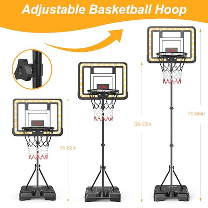 Kids Indoor Basketball Hoop with Scoreboard & Timer,Toddler Adjustable Height Basketball Goal Toy for Outdoor Backyard,Sports Game Play - style: Stand