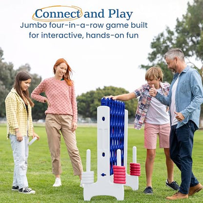ECR4Kids Jumbo 4-to-Score Giant Game with 42 Rings and Reset Sliders, Kids Games, Red/White/Blue - color: Red/White/Blue