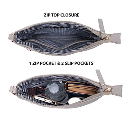 Solene Crossbody Bag Functional Multi Pocket Messenger Purse Top Zip Closure Shoulder Handbag With Adjustable Strap - color: Gray