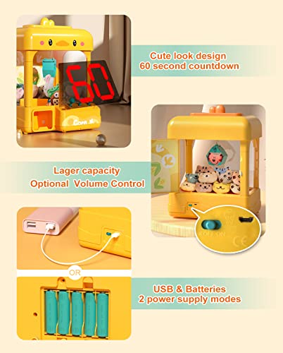 cxjoigxi Large Claw Machine for Kids Adults with Prizes, Adjustable Sound & Light, Mini Vending Machine, Electronic Arcade Crane Game, Candy Dispenser Toy for Girls Boys Birthday Gifts, Duck