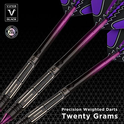 Viper Black Flux 90% Tungsten Conversion Darts, Professional Darts Steel Tip and Soft Tip Dart Set for Sisal and Electronic Dartboards, 20 Grams - color: Purple