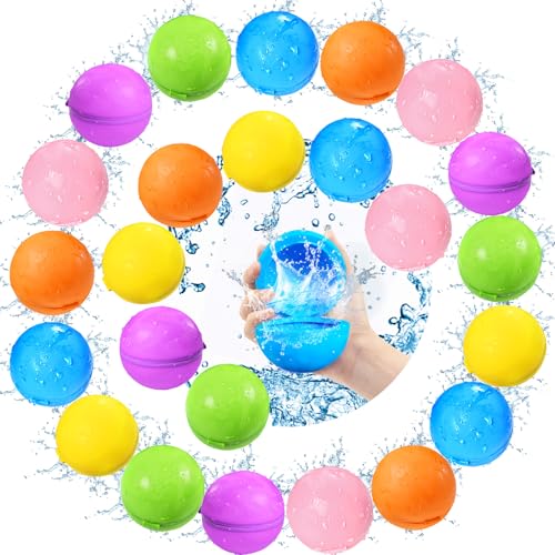 24Pcs Reusable Water Balloons, Summer Water Toys, Magnetic Water Ball for Outdoor Games, Pool Toy, Beach Toys for Kids - size: 24 PCS