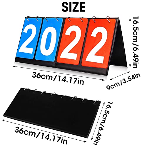 Rovepic Scoreboard Portable 4-Digital Score Keeper Table Top Scoreboard for Basketball Football Tennis Baseball Sports Red and Blue Two Teams 00-99 Easy Flips Number Counter Board 14.17 x 6.3 Inch