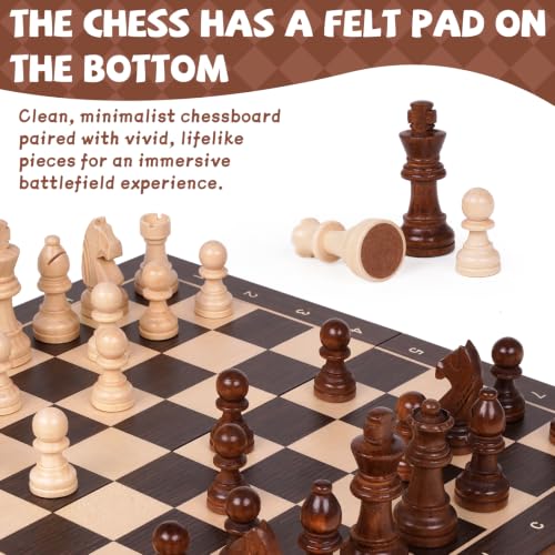 Magnetic Travel Chess Set with Wooden Folding Board – 12 Inch Portable Magnetic Chess Board Game with Handcrafted Wooden Pieces, 2 Extra Queens, Strategy Chess Set for Adults and Kids Beginners