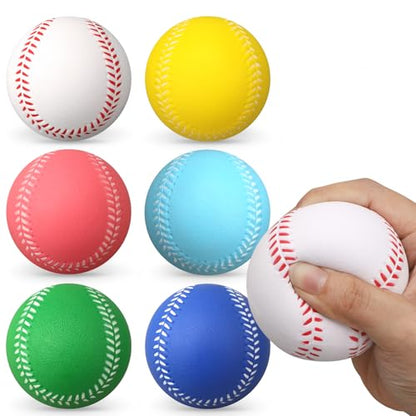 Dilabnba 6PCS Foam Baseballs, Softballs Practice Training Ball for Kids Beginners, Hand Exercise Squeeze Ball for Kids Adults, Safe Throwing, Catching and Batting Practice (2.6inch)