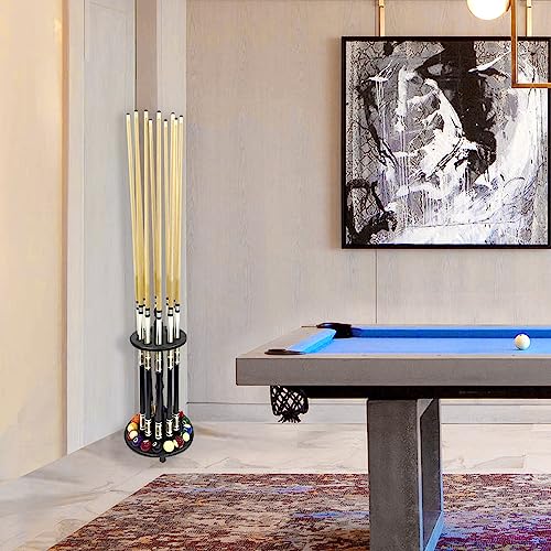 Pool Stick Holder Billiard Cue Rack Holds 10 Sticks Floor Stand Black