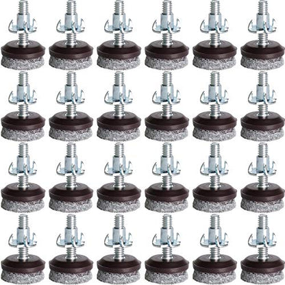 Anwenk Furniture Levelers Adjustable Furniture Feet Leveling Table Chair Levelers T-Nut Leg Levelers with High-Density Felt, 1/4-20x1 Threaded Shank T-Nuts,24 Pack (Furniture Levelers 24P) - color: Furniture Levelers 24pack-with T-nuts