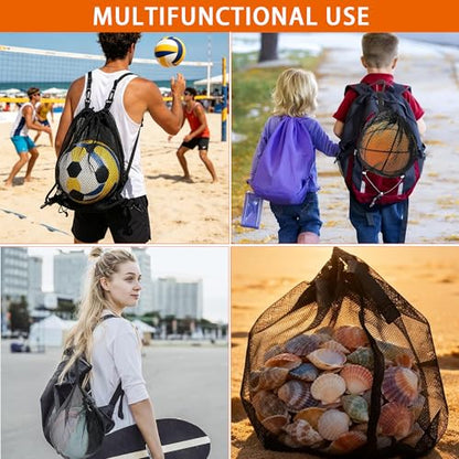 Mesh Ball Bag for Basketball Soccer & Volleyball, Sports Ball Bag with Zipper Pocket,Ball Storage Bag,Lightweight and Breathable - style: Style B
