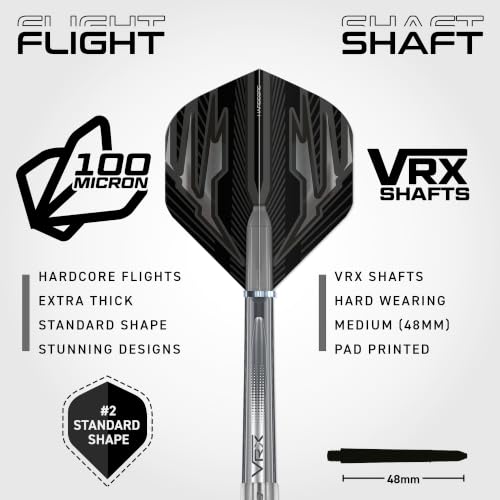 RED Dragon Dart Flight & Stems Combo - 4 Sets of Standard Flights and 4 Sets of Medium VRX Stems Per Pack