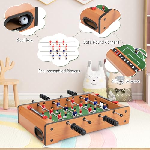 Goplus Foosball Table, 20 Inch Mini Tabletop Soccer Table with 2 Balls, Score Keepers, Portable Football Table for Kids, Family Night, Game Rooms