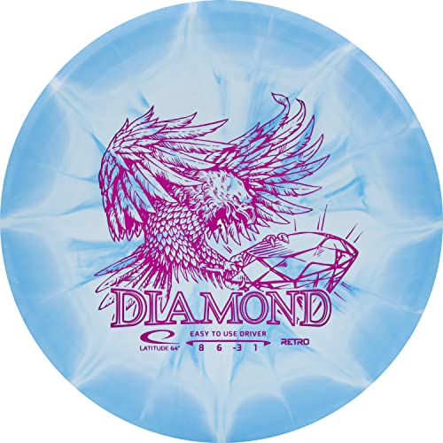 Latitude 64 Retro Burst Diamond Disc Golf Driver | Beginner Friendly Frisbee Golf Disc | 160g and Under | Burst Pattern and Stamp Color May Vary (Blue) - color: Blue