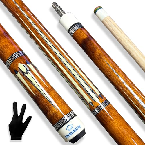HomeSeason Pool Cue Stick 58inch 18oz-21oz 12.5mm Tip Professional Billiard Canadian Maple Wood 2-Piece Combination Cues Sticks - color: 20oz