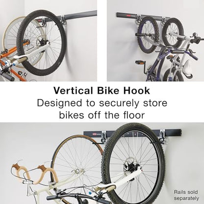 Rubbermaid FastTrack Garage Organization System Vertical Bike Hook Black Holds up to 50 Pounds Wall Mount and Heavy Duty Garage Hanger for Bike Storage - style: Bike Hook