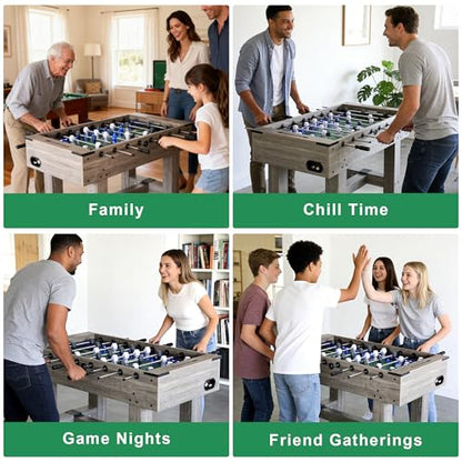 Smart LED Foosball Table with Electronic Scoreboard & Sound, 56" Arcade Soccer Game for Game Room & Party Fun