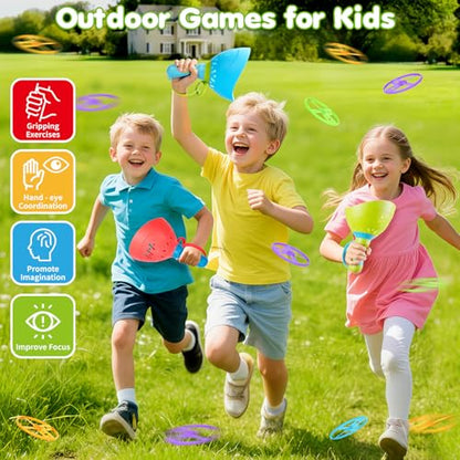 Outdoor Toys for Kids Ages 4-8, 4 Packs Flying Catching Game, Outside Manual Capture Chasing Toys for Ages 3-7, Fun Family Games for Boys Girls Ages 2 3 4 5 6