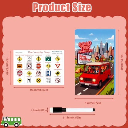 Road Hunting Game Travel Activity Set for Kids | Educational Learning Cards, Dry Erase Marker Included, Car Games