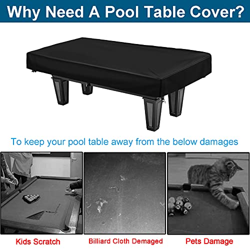 WOMACO 7 8 9 ft Billiard Table Covers Heavy Duty Waterproof 7/8/9 Foot Fitted Pool Table Cover Polyester Fabric for Snooker Billiard Table