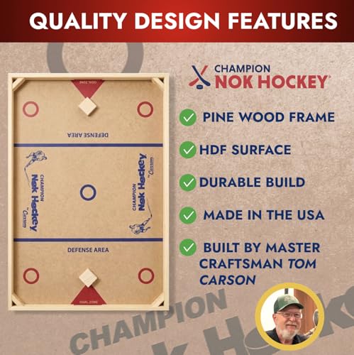 Carrom Champion Nok Hockey Game (Standard Size) — Wooden Board Games for Adults & Children — Indoor and Outdoor Games for Family — Sports Board Games