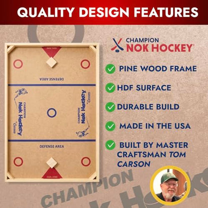 Carrom Champion Nok Hockey Game (Standard Size) — Wooden Board Games for Adults & Children — Indoor and Outdoor Games for Family — Sports Board Games