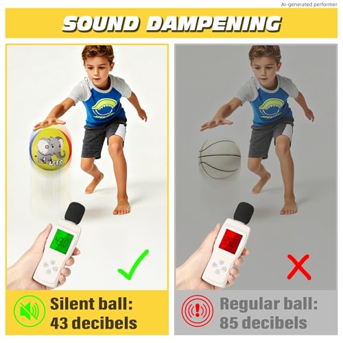 Silent Indoor Foam Soccer Ball Size 3 for Toddler 1-3 Kids 3-5, No Pump Needed, Never Flat, Wrapped with Durable Plush Fabric Small Soft Ball for Baby Little Kids First Gifts