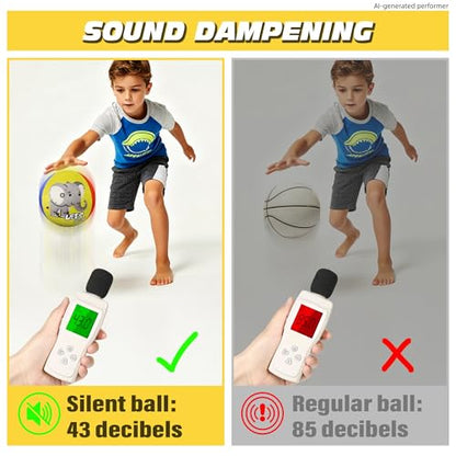 Silent Indoor Foam Soccer Ball Size 3 for Toddler 1-3 Kids 3-5, No Pump Needed, Never Flat, Wrapped with Durable Plush Fabric Small Soft Ball for Baby Little Kids First Gifts