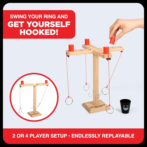 Buzzed 4-Way Hook & Ring by Relatable – Bachelor Party Drinking Game, Outdoor Party Activity for Adults, Summer Fun for Backyard, Tailgates & Group Hangouts, Includes Hook Unit, Pawns & Cup - style: 4-Way Hook & Ring