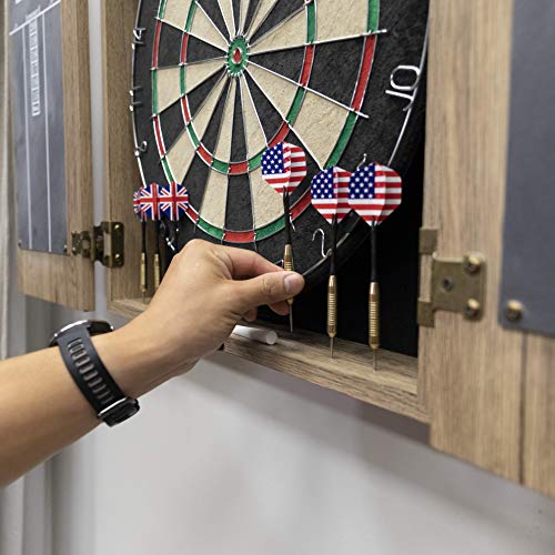 DMI Sports Dublin Bristle Dartboard Cabinet Set - style: Rustic Tan Finish