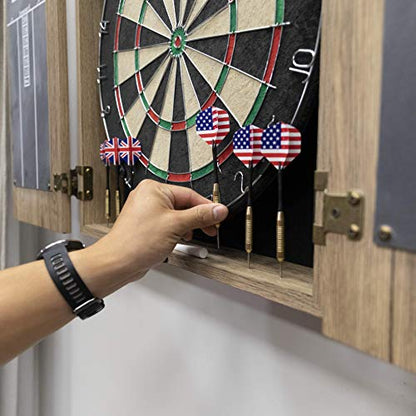 DMI Sports Dublin Bristle Dartboard Cabinet Set - style: Rustic Tan Finish