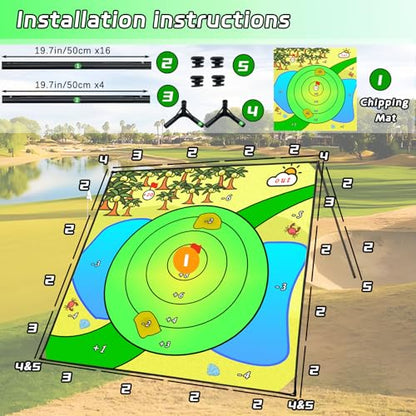Battle Golf Chipping Game, 80”x80” Large Chipping Mat,Play Outdoor Sticky Golf for Adults,Unique Multiplayer Indoor Outdoor Chipping Game,Friends Family Yard Target Game