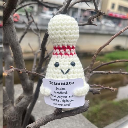 Bowling Accessories Crochet Gifts, Emotional Support Bowling Pin Office Desk Decor Decorations for Women Men (Teammate Gift) - style: Teammate Gift