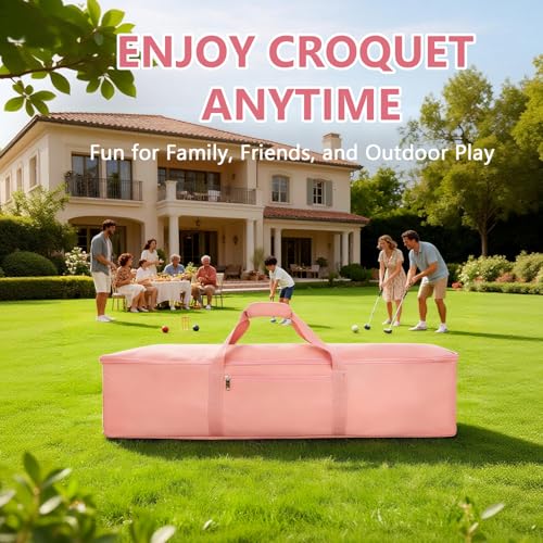 39'' Croquet Set Storage Bag, Travel Sports Duffle Bag Large Capacity Sports Equipment Sturdy Carrying Bags for Holding 6 or 8 Players Set, Chirstmas Gift Ideas (Bag Only)