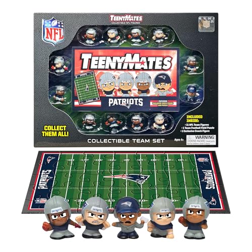 Party Animal TeenyMates NFL Action Figures Gift Set, with 11 Player Figures, Coach & Collectible Field Puzzle, NFL Football Toys for Kids & Fans