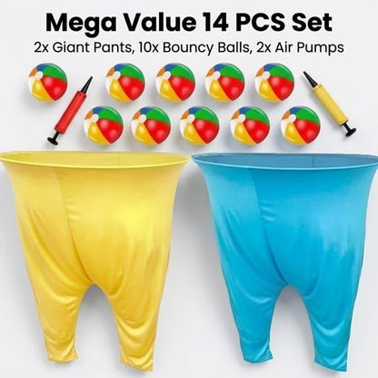 Granny Pants Yard Game Set - Giant Outdoor Games for Adults and Family, Funny Relay Race Party Games for Kids, Field Day Lawn Backyard Camping Games with Bouncy Balls