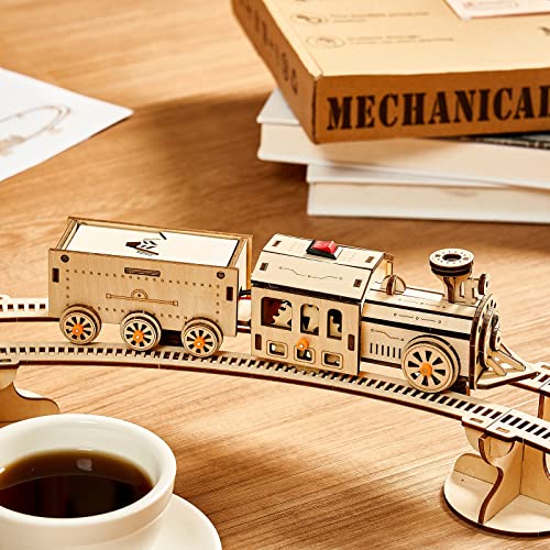 3D Wooden Puzzles Little Truck Train Model Kits Includes Engine & Track, Brainteaser and Puzzle for Christmas/Birthday,Gifts for Adults and Teens to Build Combination - style: Train