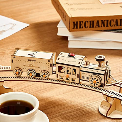 3D Wooden Puzzles Little Truck Train Model Kits Includes Engine & Track, Brainteaser and Puzzle for Christmas/Birthday,Gifts for Adults and Teens to Build Combination - style: Train